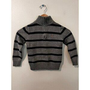 Boy's Polo Ralph Lauren Logo 1/4 Zip Striped Pullover Size 5 [EXCELLENT]